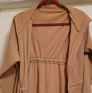 Cardigan for Women  Knit Drawstring Waist Hood  Size XL